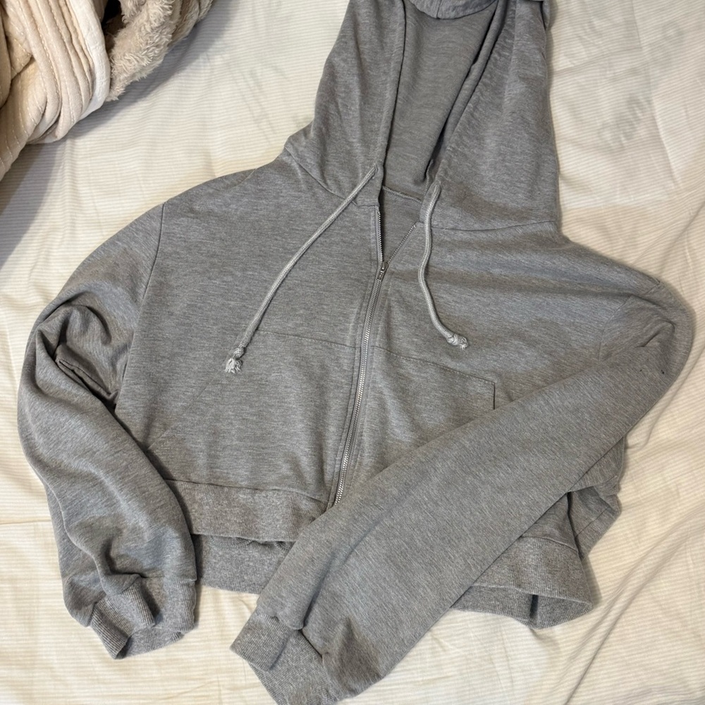Cropped Zip Up Hoodie